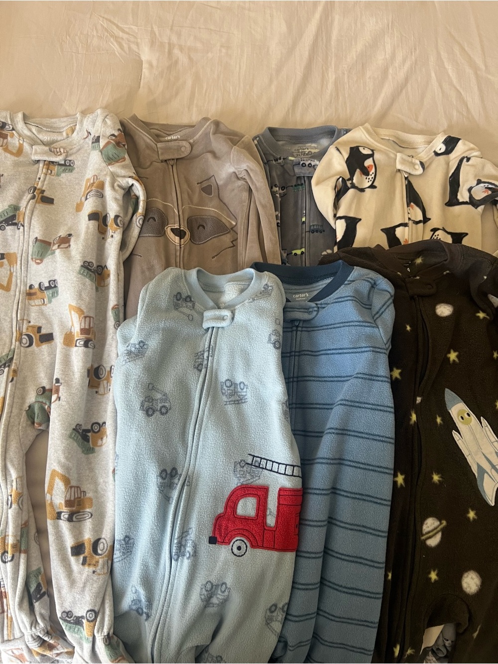 Mixed Baby Sleepers Bundle - Vehicle, Stripes & Space Prints